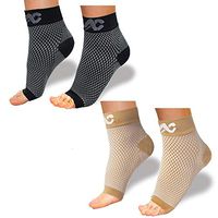 ACTINPUT Compression Foot Sleeves for Men & Women - Best Plantar Fasciitis Socks with Arch Support (Black+Nude, Small)