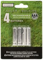 Moonrays 97126 Rechargeable NiCd Batteries for Solar Powered Units (AAA, 4-Piece Pack)