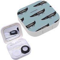 Portable Contact Lens Case Box Travel Kit Mirror + Bottle + Tweezers Container Holder [ Crocodile Alligator KDS ]