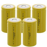 5x Exell D Size 1.2V 4000mAh NiCD Flat Top Rechargeable Batteries for medical instruments/equipment, electric razors, toothbrushes, radio controlled devices, electric tools