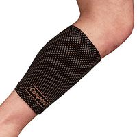 Copper D Copper Compression Calf Sleeve - Rayon from Bamboo Charcoal Copper Infused Calf Support Brace - Size Large - Extra Large - Black Copper Dots - 2 Pack