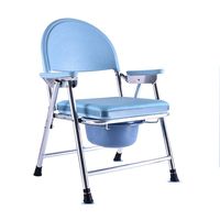 GYZ Bedside Commode Chair, Foldable Aluminum Alloy Mobile Maternity Toilet Chair Armrest and Backrest, Comfortable Cushion, Bearing Weight 200kg Toilet Safety Frame (Color : Blue)