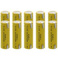 10x Exell A Size 1.2V 1400mAh NiCD Rechargeable Batteries with Tabs for meters, radios, hybrid automobiles, high power static applications (Telecoms, UPS and Smart grid), radio controlled devices