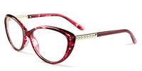 COMPUTER Optical Blue Light Blocking Anti-fatigue Cat Eye Frame Clear Glasses (Purple Floral, Clear)