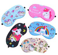 5Pcs Fashion Unicorn Sleeping Mask Sleep Eye Cover Lightweight Blindfold Soft Eye Mask for Kids Girls Men Women Black