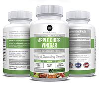 Natural Apple Cider Vinegar Capsules : 1250mg 60 Vegetable Supplement Pills – Weight Loss – Healthy Metabolism – Detox - Blood Pressure, Circulation & Diabetes Support - GMO & Dairy Free - Made In USA