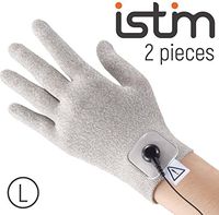 iStim Conductive Glove Package (Including Electrode Pads) for electrotherapy, Massage - Compatible with TENS/EMS Machine Units - Silver Thread (L - 2 Pieces)