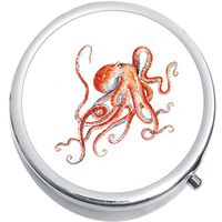 Orange Octopus Medicine Vitamin Compact Pill Box