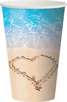 Creative Converting 377363 Beach Love Hot/Cold Cups, 12 oz, Blue/Brown