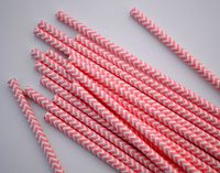 Pink Chevron Paper Straws