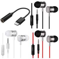 3 Packs Earbud Headphones with Remote & Microphone, DaKuan in Ear Earphone Stereo Sound Tangle Free for Smartphones, Laptops, Gaming, Fits All 3.5mm Interface Device Bonus with Type-C Adapter
