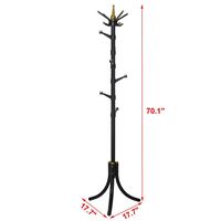 Standing Entryway Coat Rack Coat Tree Hat Hanger Holder 14 Hooks Jacket Umbrella Tree Stand Base Metal (Black)