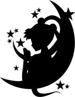 SAILORMOON ANIME SAILOR MOON PRAYING SILHOUETTE VINYL STICKERS SYMBOL 5.5" DECORATIVE DIE CUT DECAL FOR CARS TABLETS LAPTOPS SKATEBOARD - BLACK COLOR