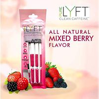 Pure LYFT, Clean Caffeine, All Natural Mixed Berry Vegan Pre Workout Energy Drink Powder (6 Sticks)
