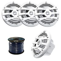 2 Pairs of  Kenwood KFC-1653MR 6.5" Inch 150 Watt 2-way Marine Boat Yacht Audio Speakers Bundle Combo With Enrock 50 Feet 16-Gauge Speaker Wire (White)