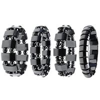 Top Plaza 4pcs/Set Men's Women's Hematite Metal Magnetic Therapy Bracelets