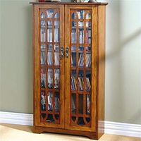 Bowery Hill 48" Window Pane Media Cabinet in Oak