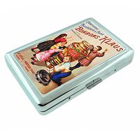 Metal Silver Cigarette Case Vintage Poster D-222 Confiserie Chocolaterie Bonbons Klaus