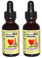 ChildLife Naturals Vitamin D3 Natural Berry Flavored Supplement (Pack of 2) Great Taste Made Especially for Infants and Children, 1 Fl. Oz. Each