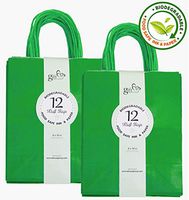 24CT MEDIUM GREEN BIODEGRADABLE, FOOD SAFE INK & PAPER, PREMIUM QUALITY PAPER (STURDY & THICKER), KRAFT BAG WITH COLORED STURDY HANDLEs (Medium, Green)