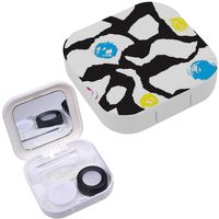 Portable Contact Lens Case Box Travel Kit Mirror + Bottle + Tweezers Container Holder [ Colorful Brush ]