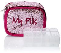 Miamica Case My Pills Packing Organizer, Pink Glitter