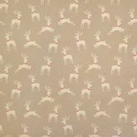 Prancing Reindeer Christmas Kraft Present Gift Wrap Wrapping Paper