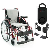 S-Ergo 125 Ergonomic Wheelchair | Seat Size 16" X 17" | Flip-Back Armrest | Upgraded to Elevating Legrests | Frame Color Red & Free 130 dB Black Personal Safety Alarm/Siren!