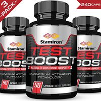 (3-Pack) Stamiron Ultra Test Natural Testosterone & Nitric Oxide Boost for Men and Estrogen Blocker for Enhanced Stamina, Strength, and Energy Workout Supplements for Men 90 Capsules