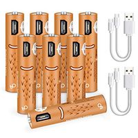 USB Rechargeable AAA Batteries,450mAh AAA Batteries with USB Ports - High-Capacity Batteries Long-Lasting Power Recyclable Recharge Battery -8pack