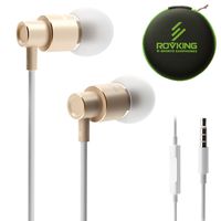 ROVKING Wired Earbuds with Microphone and Case, Stereo Noise Isolating in Ear Headphones with Deep Bass, Metal Ear Buds Earphones for iPhone, iPad, iPod, Samsung Cell Phones, MP3, Laptop, Gold
