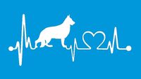German Shepard Love Heartbeat Silhouette Stickers Symbol 6" Decorative DIE Cut Decal for Cars Tablets LAPTOPS Skateboard - White Color