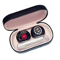 Leather Contact Lens Case Eye Care Kit Holder Personality Gift #01