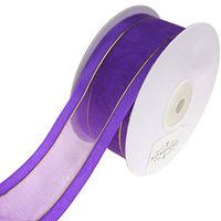 Homeford Gold-Lined Satin Edge Organza Ribbon, 1-1/2-Inch, 25-Yard (Purple)