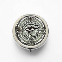 RhyNSky Eye of Horus Mini Portable Pocket Pill Box Case Holder for Purse, 3 Compartments, Silvery, C1417