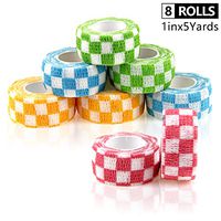 AUPCON Vet Wrap Cohesive Bandage Dog Self Adherent Bandage Wrap Cat Self Adhesive Bandage Horse Self Adherent Bandage Non-Woven Tape for Pet Animal First Aid and Fingers & Toes (8 Rolls, Grid)