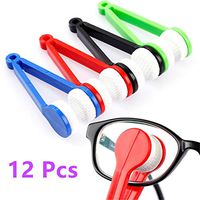 LERORO 12 Pcs Microfiber Multi-Function Portable Eyeglasses Mini Cleaning Brush No Traces Except Fingerprint Lens Fiber Cleaning Brush (Random Color)