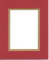 Pack of 10 8x10 Bright Red & Gold Double Picture Mats or Photography Matting Bevel Cut for 5x7 Pictures