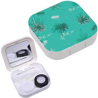 Portable Contact Lens Case Box Travel Kit Mirror + Bottle + Tweezers Container Holder [ Beautiful Island ]