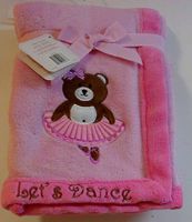 S.l. Home Fashions Baby Blanket Embroidered and Appliqued Monkey Let's Dance