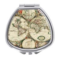 Udoosun Vintage World Map Decorative Boxes Pill Box Silver Single Compartment Pocket Purse Travel Pill Case Medicine Tablet Holder Wallet