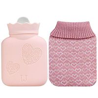SUWIN Mini Cartoon Winter Silicone Explosion-Proof Hot Water Bottle, Detachable Water Injection Hot Water Bag, Colorful Knit Jacket, for Children and Students, Microwave Heating