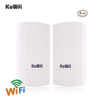 KuWFi Outdoor Wireless Bridge Kit, 450Mbps WiFi Access Point/Range Extender Support 2KM Transmission Distance Solution with 2x10/100M LAN Port Wireless Outdoor CPE(2-Pack)
