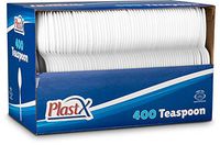 PlastX Cutlery 400 Count Disposable Plastic White TeaSpoons, Great For Home, Office, Party, Concession Shop, or Restaurants, Kids, Outdoor Event Or Everyday Use (1 Box)