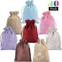 40Pcs 7 Color Burlap Bags with Drawstring Gift Bag Jewelry Pouches Small Jute Sacks Candy Organizer for Wedding Party Birthday Baby Shower DIY Craft Christmas Thanksgiving Favors, 5.0 x 4.0 inch