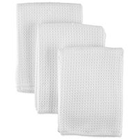DII Cotton Waffle Terry Dish Towels, Set of 3, Micro White