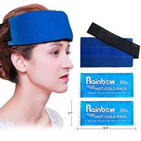 2 Reusable Head Gel Ice Packs, Wearable Migraine Relief Hot Cold Therapy Pack with Elastic Strap, Flexible Ice Wrap with Soft Fabric Backing for Headache, Chemo, Sinus, Head Tension, Fever, Menopause
