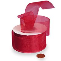 2 1/2" X 25 yds Red Shimmer Sheer Organza Ribbon