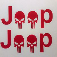 Jeep Punisher Skull (2 PACK) Vinyl Decal Sticker|RED|Cars Trucks Jeeps Vans SUV Laptops Wall Art|5.5" X 2.5"|CGS757