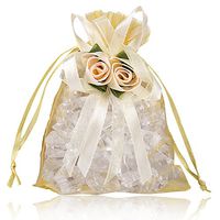 BZCTAH 20Pcs 9.84 x13.7 Inches Sheer Tulip Drawstring Organza Jewelry Pouches Wedding Party Christmas Favor Gift Bags, Gift Bags for Candy, Gold